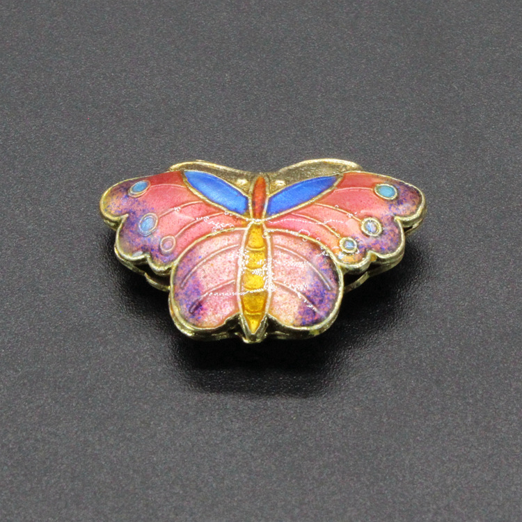 传统景泰蓝烧蓝饰品配件背云隔珠冲压珐琅（银蓝）27*19金须蝴蝶