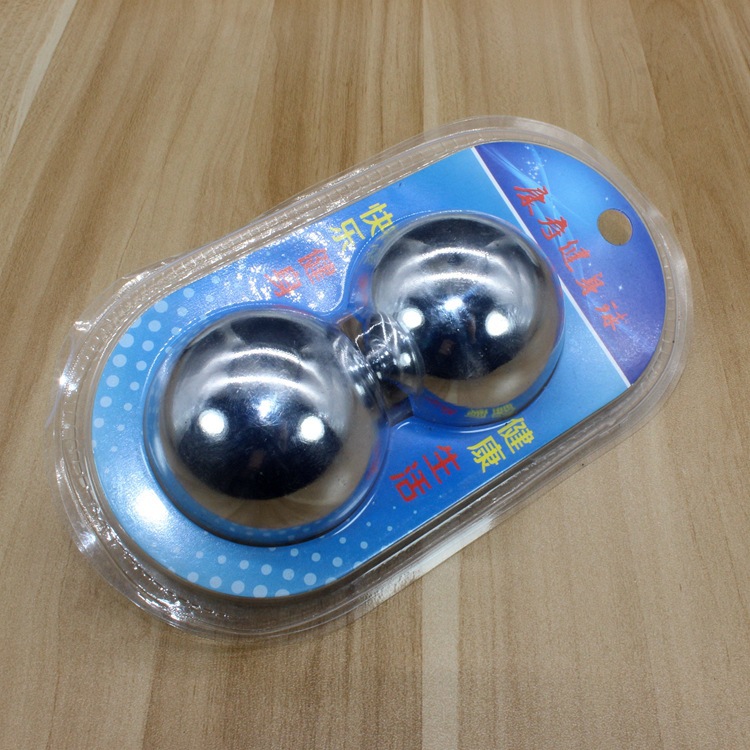 保定健身铁球镀铬吸卡便携装空心实心手转按摩健身球53mm大号