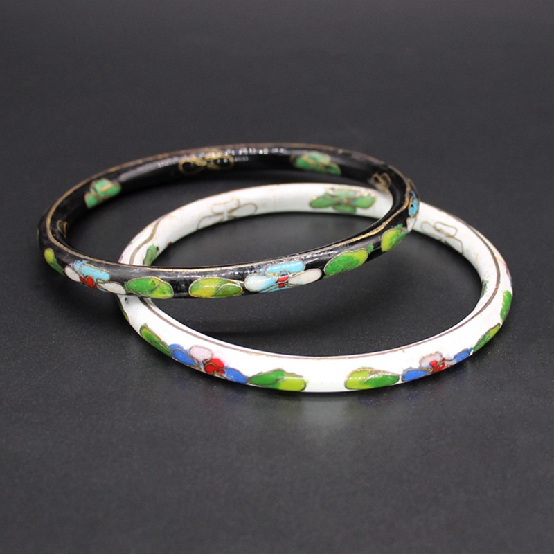 北京景泰蓝老货饰品手饰传统铜胎掐丝珐琅磨光6#圆不开口手镯