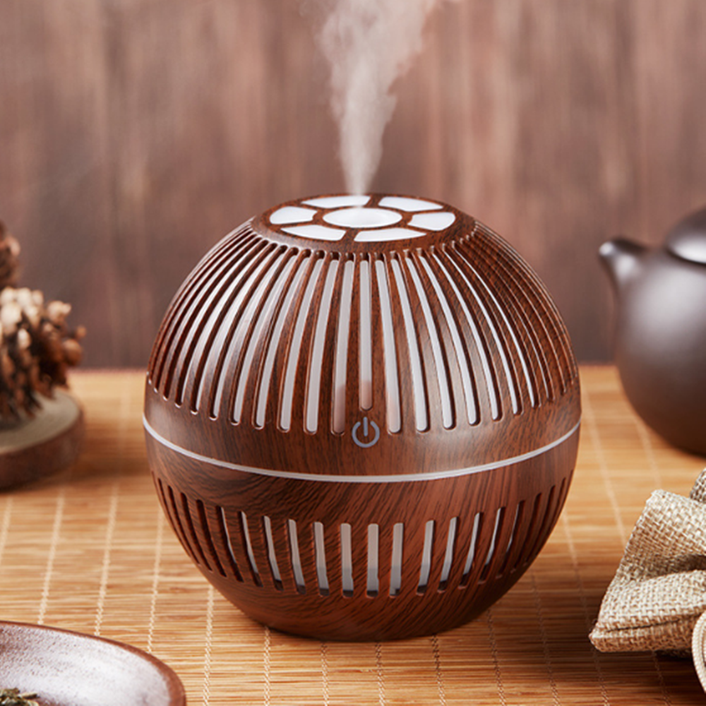 跨境热销镂空木纹加湿器 迷你香薰加湿器 空气净化器 圆形加湿器