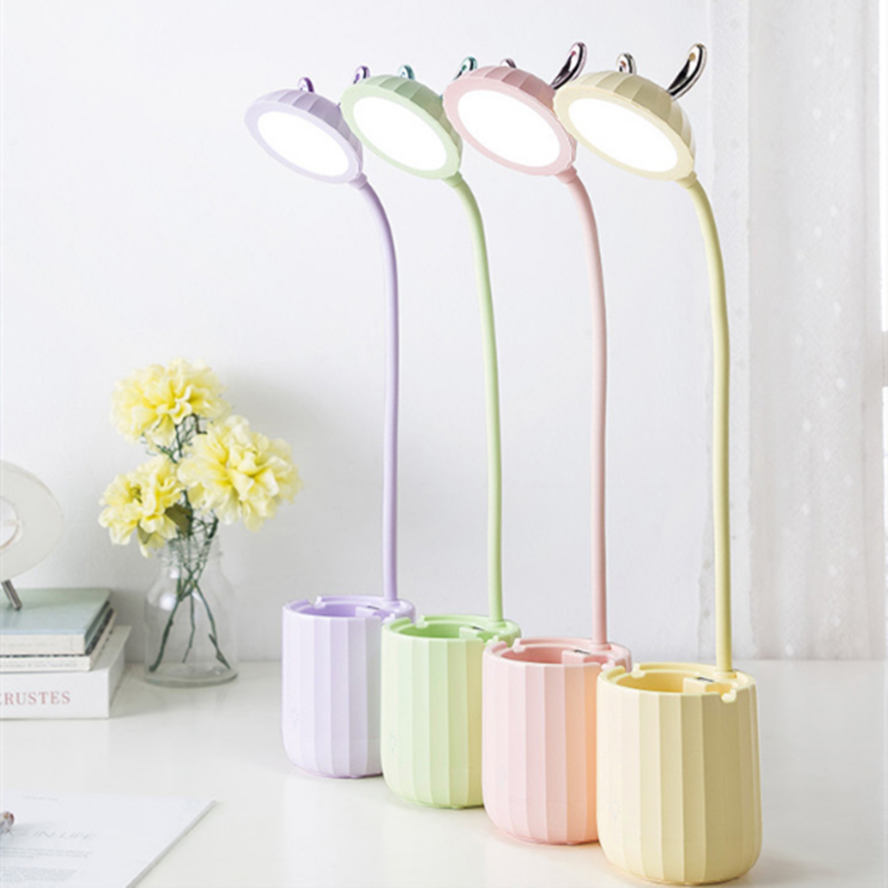 新款充电宝LED兔子笔筒触控台灯 萌宠笔筒台灯 usb便携台式小夜灯