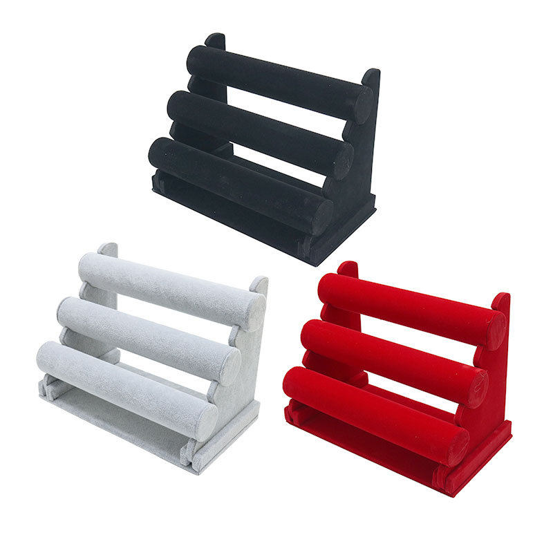 三层可拆黑绒手镯架手链架饰品展示手表架网络直播饰品展示道具