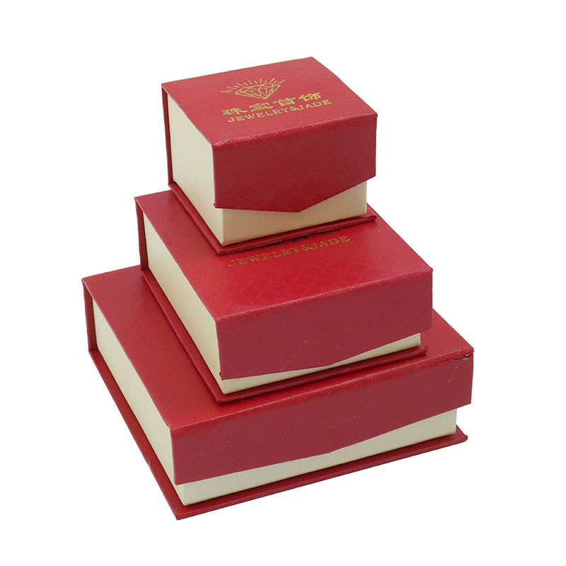 红色钻石纹翻盖珠宝首饰盒戒指盒项链盒手镯盒饰品包装纸盒礼品盒