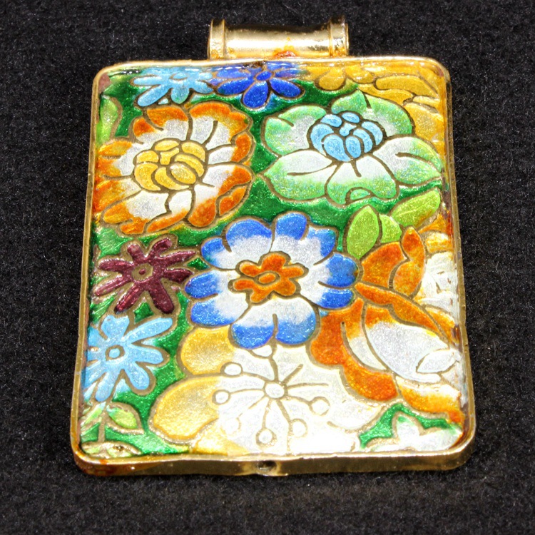 传统景泰蓝烧蓝DIY饰品配件吊牌冲压珐琅（银蓝）55*36带环挂牌