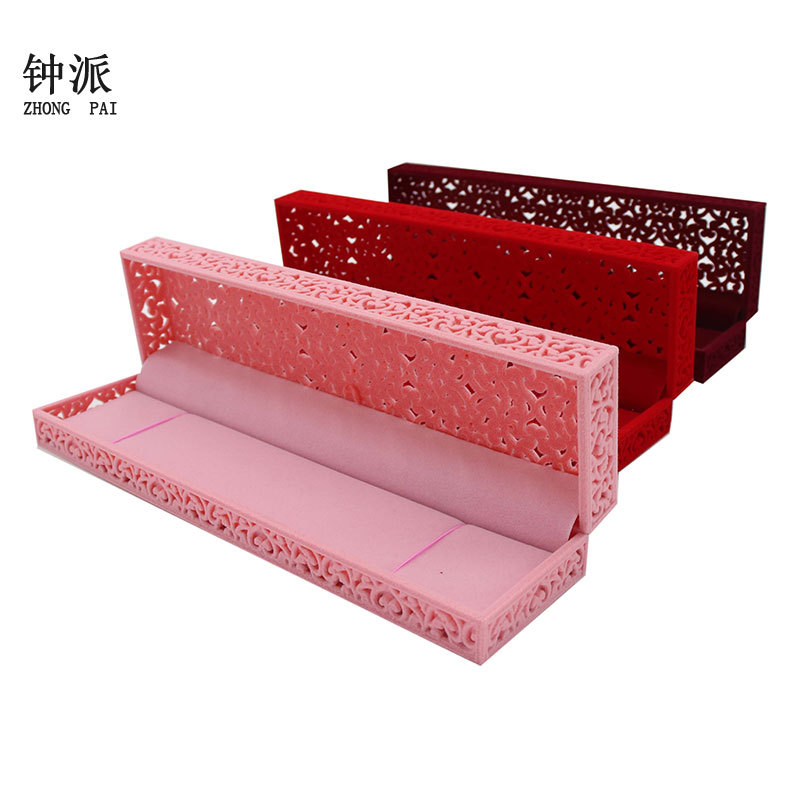 绒布盒珠宝首饰盒戒指盒项链植绒镂空吊坠盒饰品盒喜庆包装盒