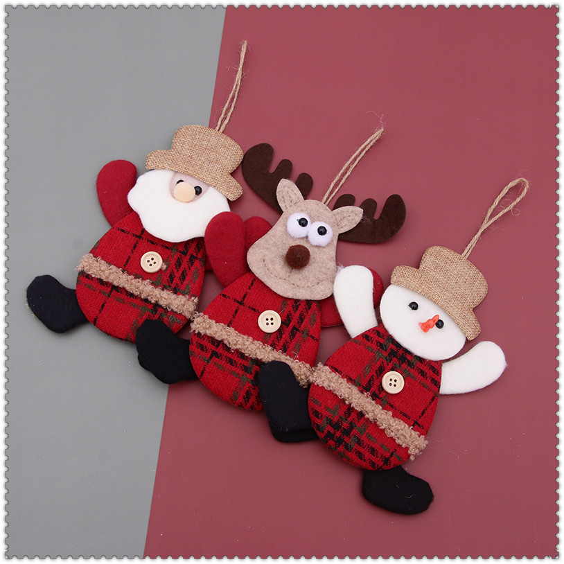 门装饰创意圣诞老人公仔小挂件花环门挂藤环圣诞节酒店橱窗布置