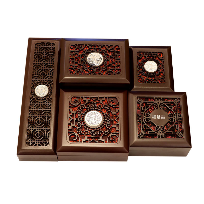 热销中国风包装盒首饰盒翻盖礼品盒项链盒镂空复古收纳木盒批发