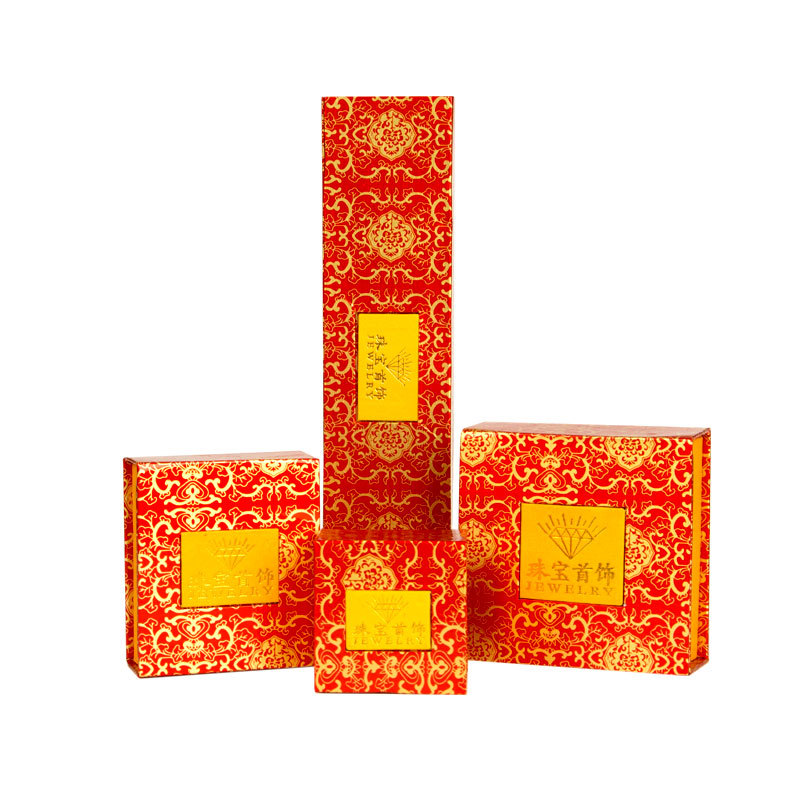 定做红金花珠宝首饰包装盒手镯盒项链盒戒指盒饰品吊坠盒现货