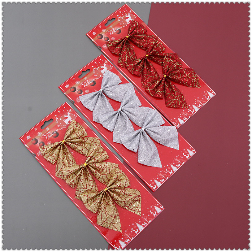 闪粉圣诞蝴蝶结 圣诞树酒店商场圣诞装饰品