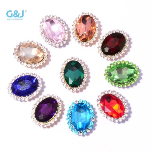 Factory Direct Sales Oval SUNFLOWER Hand-Sewn Rhinestone Glass Rhinestones Egg-Shaped Diy Hair Accessories Shoes Clothing Accessories