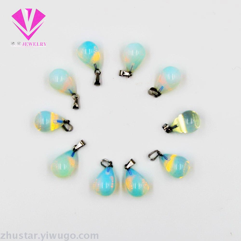 天然石蛋白石立体水滴吊坠，玛瑙，粉晶，紫晶，虎眼石，松石