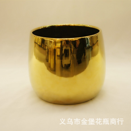 gold silver light luxury new chinese european fashion small fresh ceramic flowerpot creative electroplating small flower pot crafts