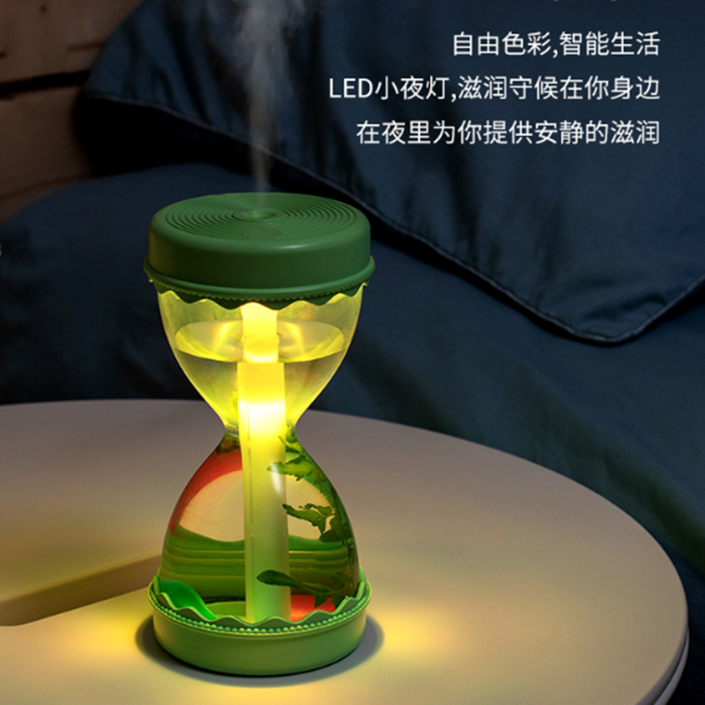 新款沙漏加湿器 迷你usb七彩小夜灯 家用办公车载沙漏加湿器 旅行