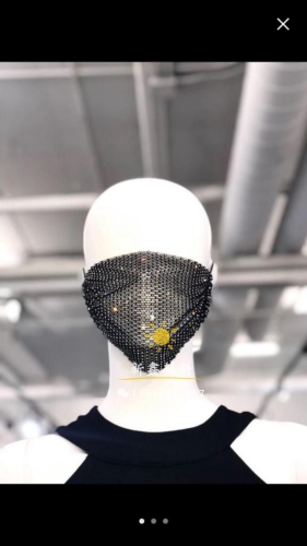 2020 Online Influencer Jewelry Decorations Fishnet Color Black White Mask with Rhinestone Multi-Row Thread Drill
