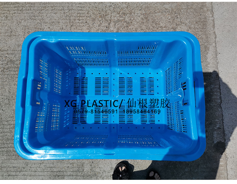 塑料筐置物筐周转筐长方形镂空蓝色快递服装杂物运输筐加厚收纳筐详情3