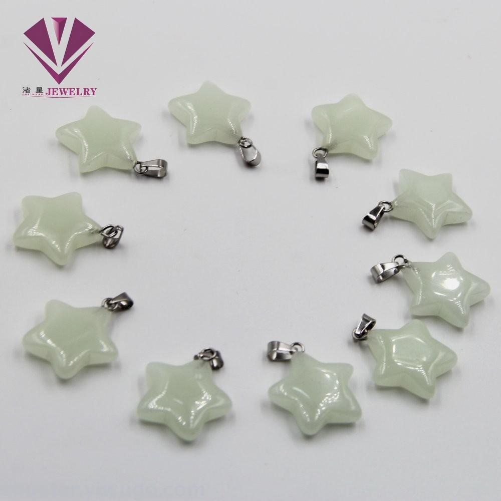 天然石夜光五角星吊坠，玛瑙，虎眼石，松石，蛋白石，绿东棱玉石