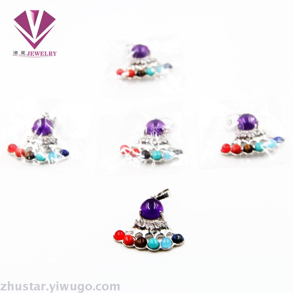 天然石七星小樱桃吊坠，玛瑙，虎眼石，松石，蛋白石，绿东棱玉石