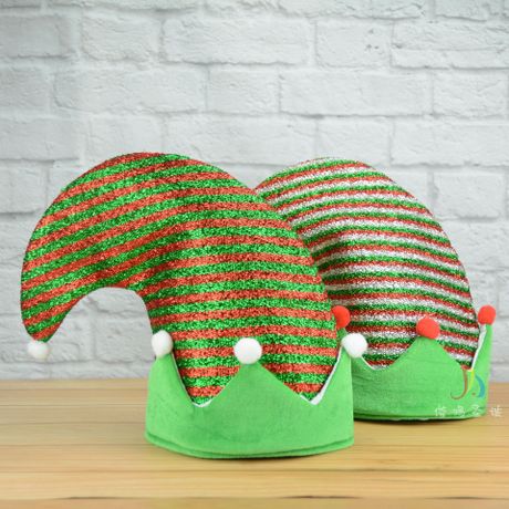 圣诞精灵 粗毛布精灵小丑帽 圣诞精灵帽 万圣节小丑扮演角色帽子