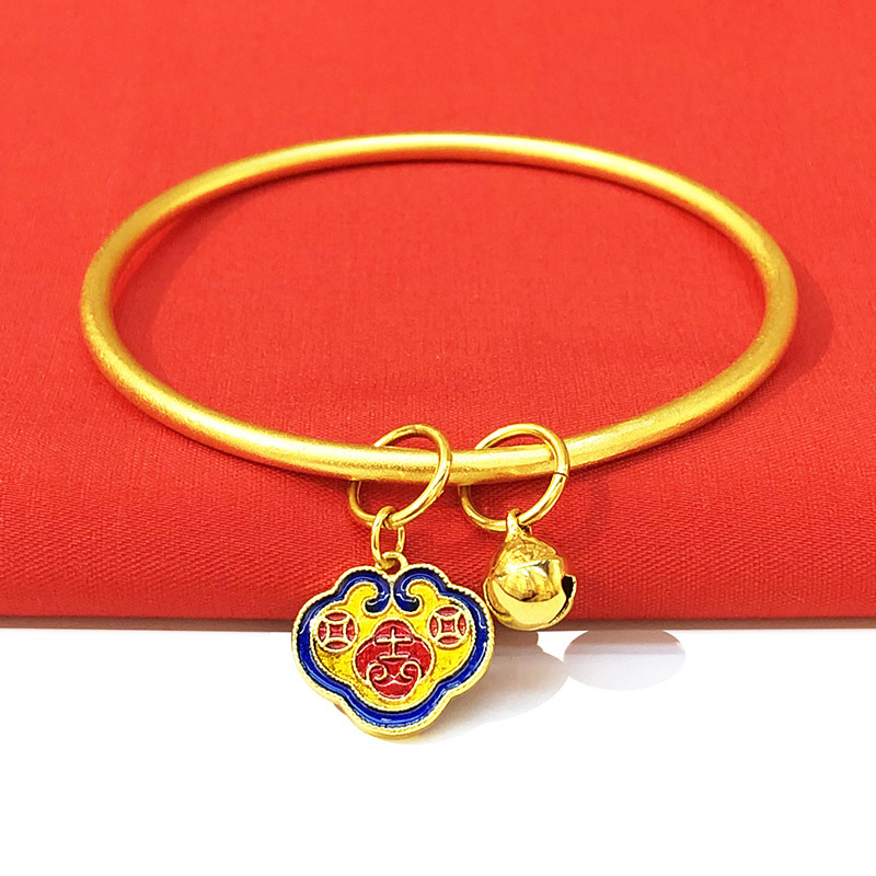 沙金三生三世手镯女批发古法烧蓝真假仿黄金手环黄铜镀金手饰厂家