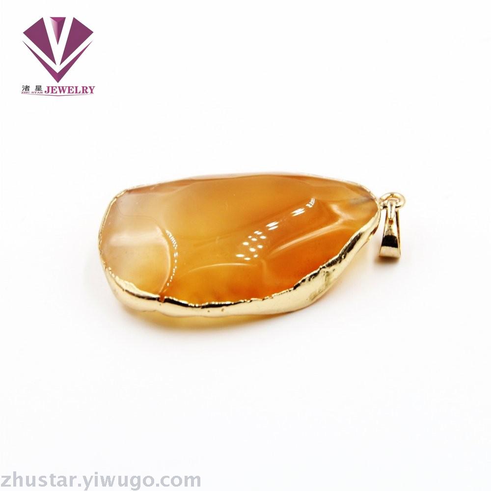 天然石铜包边吊坠，玛瑙，虎眼石，松石，蛋白石，红石，绿东棱玉