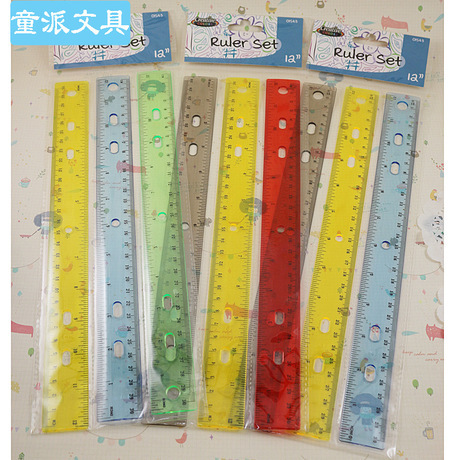 30cm6 Hole Ruler Plastic Ruler Ruler Manufacturers Can Issue Invoices and Customize Learning Office Item No.： 3006