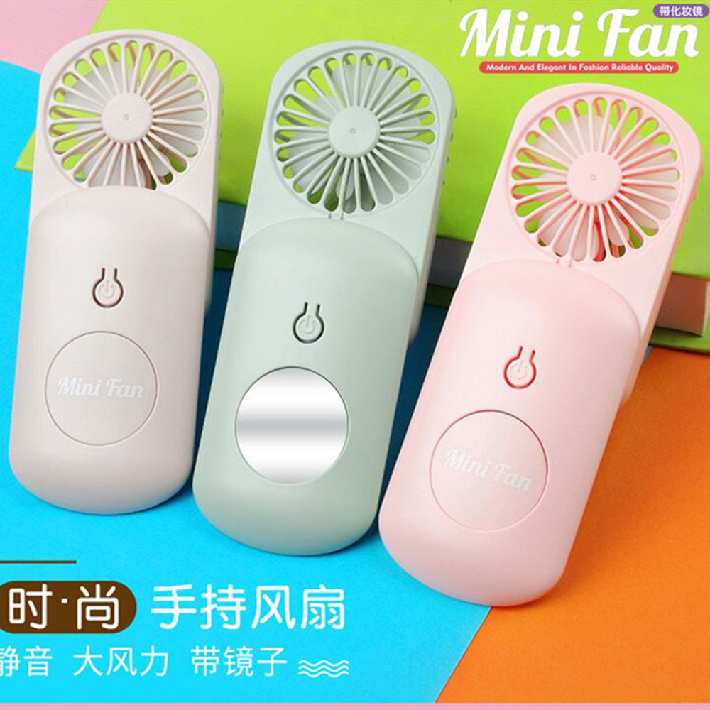 创意新款滑盖镜子风扇 迷你简约风扇 usb充电风扇 伸缩口袋风扇