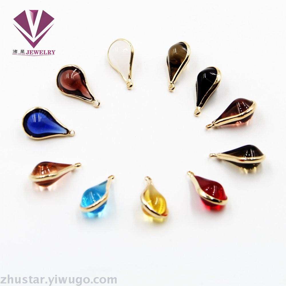 天然石包边水滴形吊坠，玛瑙，粉晶，虎眼石，松石，蛋白石，紫晶