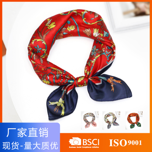 spring and autumn korean small square scarf women‘s all-match fashionable small scarf thin autumn and winter scarf scarf gauze scarf