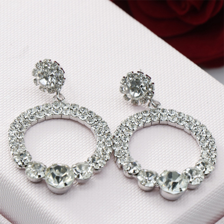 时尚欧美长款精致潮流镶水钻S925银针金属流苏耳环耳钉女一件代发