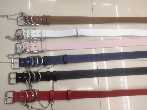 flat casual all-match chain pendant belt women‘s student belt