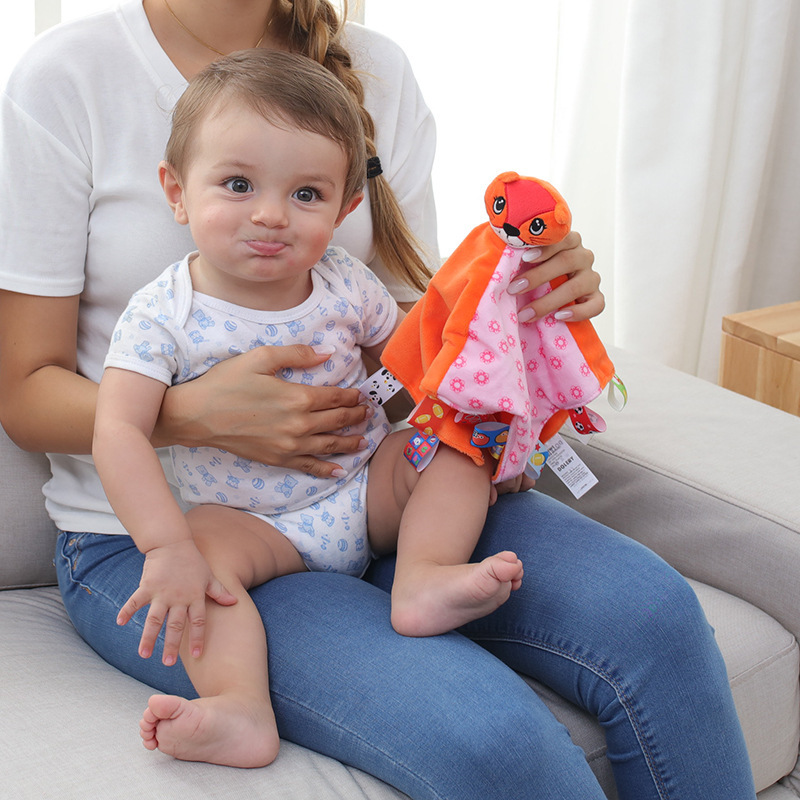New baby comfort towel, infant comfort doll with rattle label, cognitive infant toy pic 11