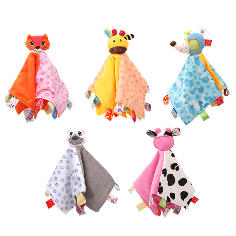 New baby comfort towel, infant comfort doll with rattle label, cognitive infant toy pic 1
