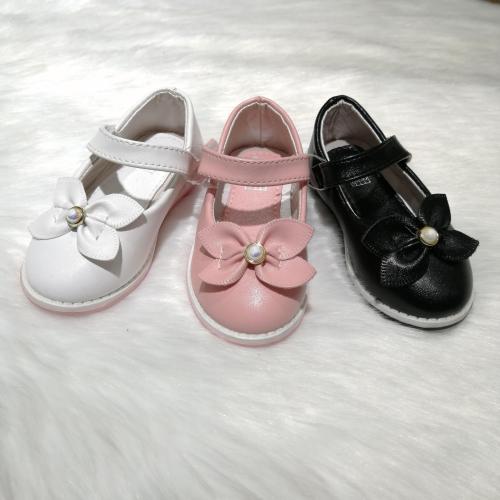 girls small leather shoes with diamond flower soft bottom non-slip breathable velcro baby girl leather shoes