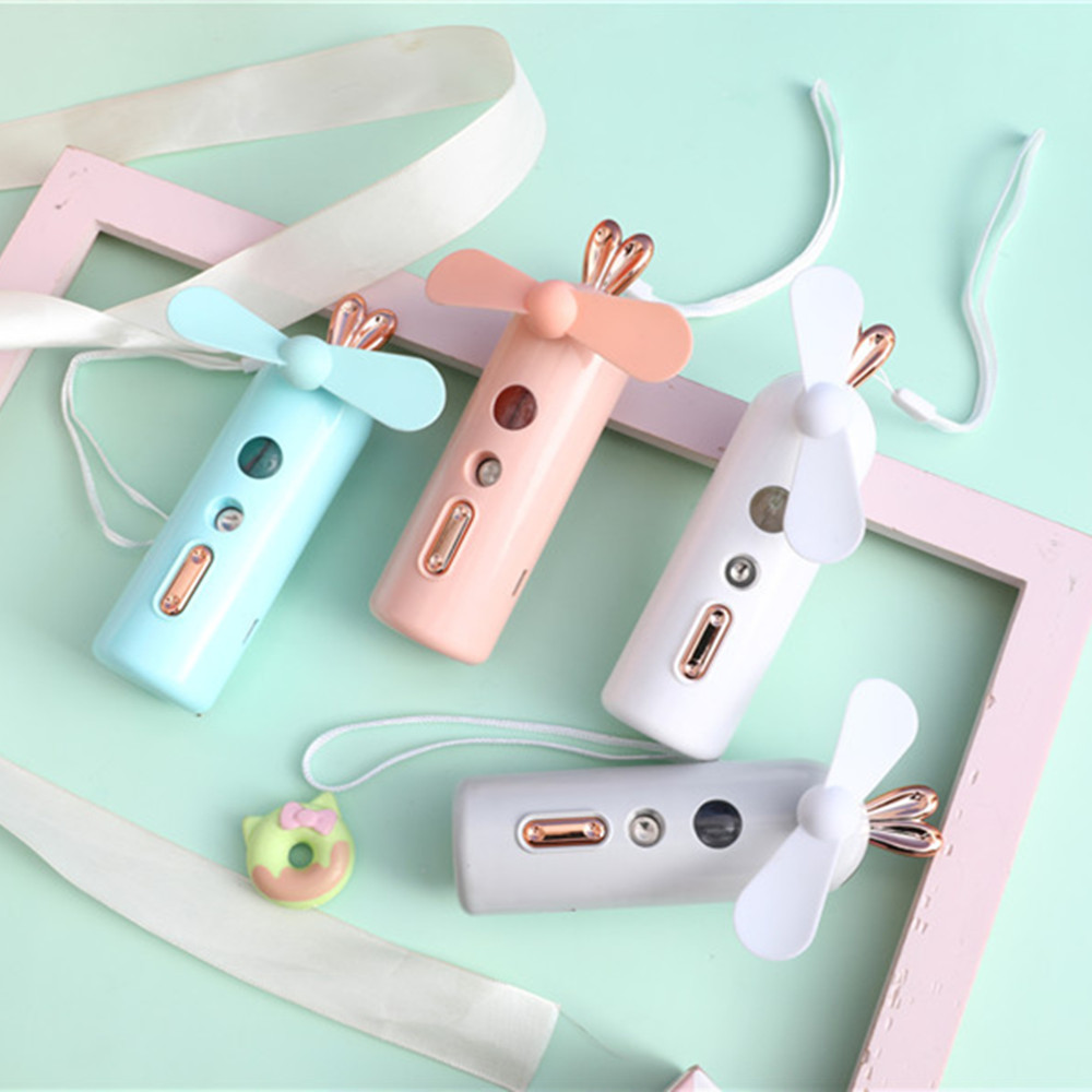 2020新款卡通兔子喷雾风扇 补水加湿风扇 迷你自动喷雾usb小风扇