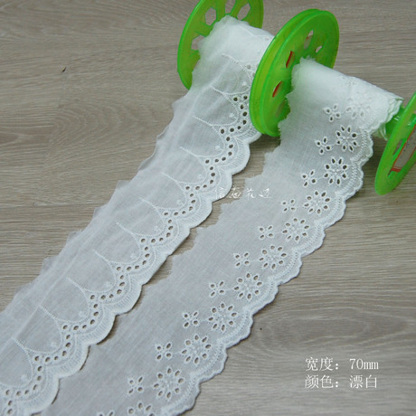 7. 0cm Pure Cotton Embroidered Lace Home Textile Fabric/Clothing/Hair Ornaments Accessories