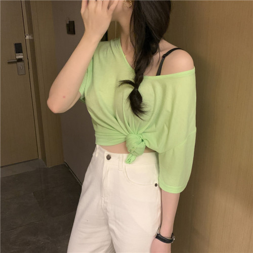 women‘s clothing 2020 summer new macaron multi-color candy ins style round neck short sleeve t-shirt female