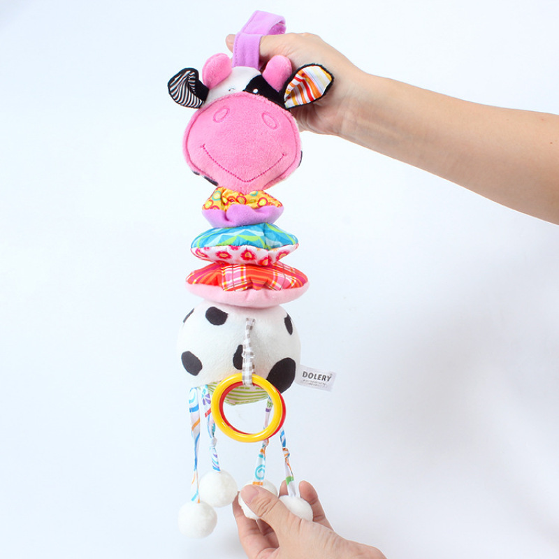 Baby animal music bell cart hanging early education and intelligence baby stroller hanging bell plush toy pic 7