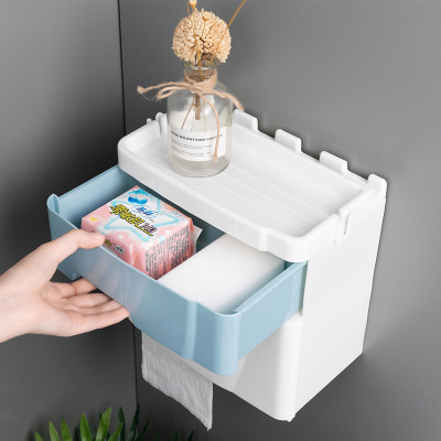 Double - deck drawer tissue box household perforation - free creative waterproof pumping paper roll paper tube toilet storage and storage