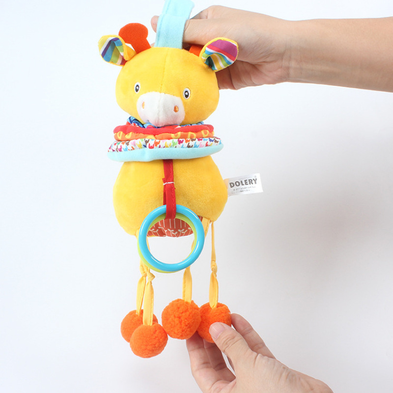 Baby animal music bell cart hanging early education and intelligence baby stroller hanging bell plush toy pic 5