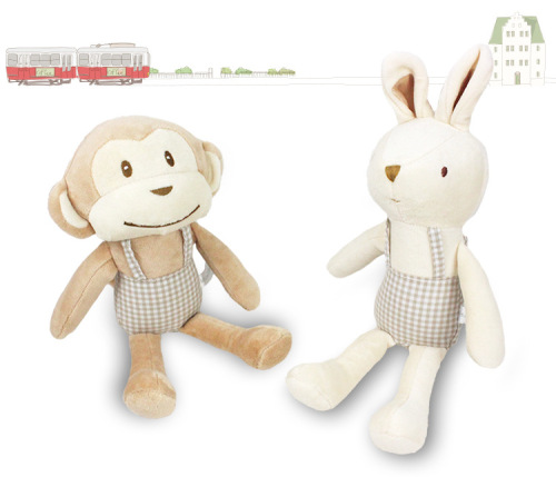new creative big mouth monkey soothing doll monkey rabbit colored cotton strap doll rattle toy