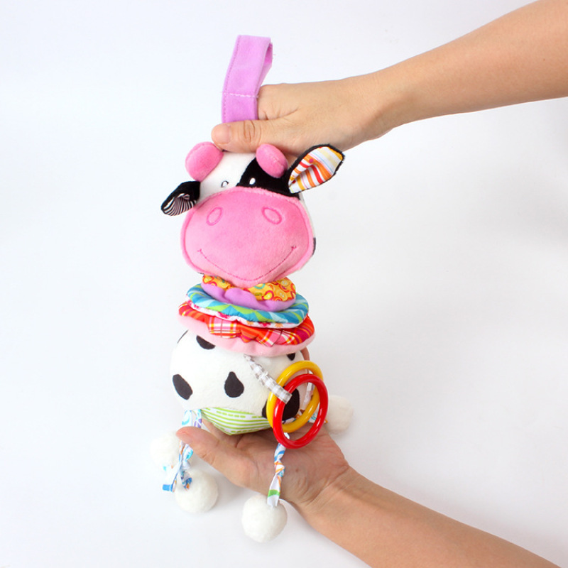Baby animal music bell cart hanging early education and intelligence baby stroller hanging bell plush toy pic 6