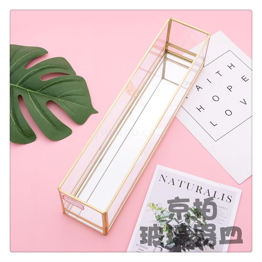 网红化妆品收纳盒透明防尘护肤品置物架口红化妆整理盒玻璃化妆盒