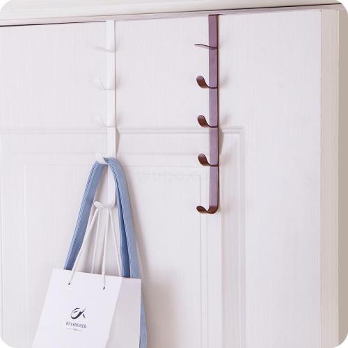 creative iron painting door back multi-purpose 5-segment hook coat and cap bag hook nail-free traceless door rack