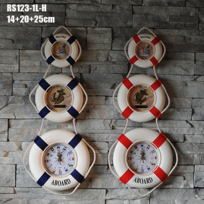 Mediterranean Style Creative Household Creative Clock three even clock life buoy decoration Personality clock RS222