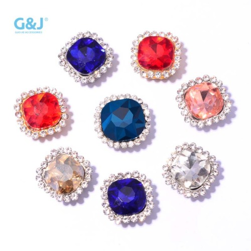 new fat square sunflower double-layer glass hand-stitched rhinestone factory wholesale diy shoes clothing accessories