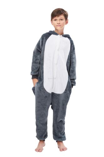 Dormitory European and American Gray Wolf Husky Children‘s One-Piece Pajamas Adult