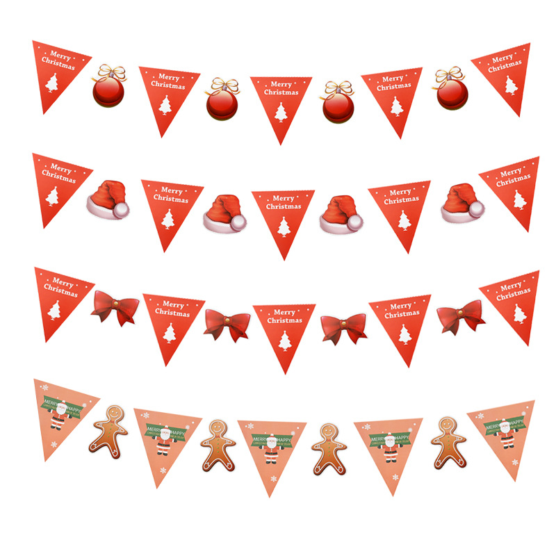 圣诞节场景生日串旗派对房间装扮三角旗装饰彩旗拉花派对拉旗批发
