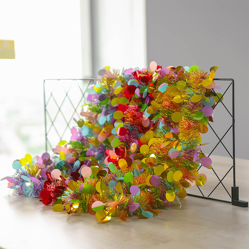 圣诞毛条彩虹亮片彩色拉花彩带彩条生日派对婚庆节日装饰布置茜草