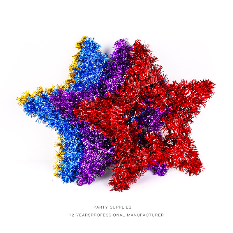 节庆装饰五角星 KTV幼儿园学校商场布置吊毛条编织圣诞树挂件批发