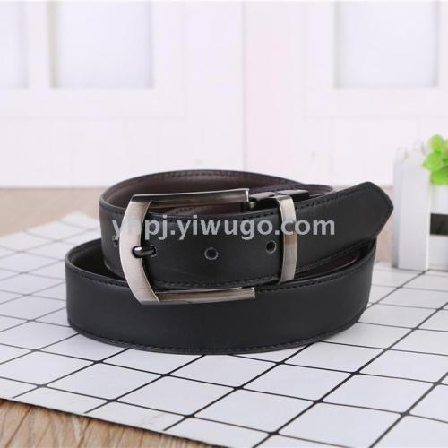 Alloy Rotating Pin Buckle Two Sides Use Factory Direct Sales Men‘s Business Belt